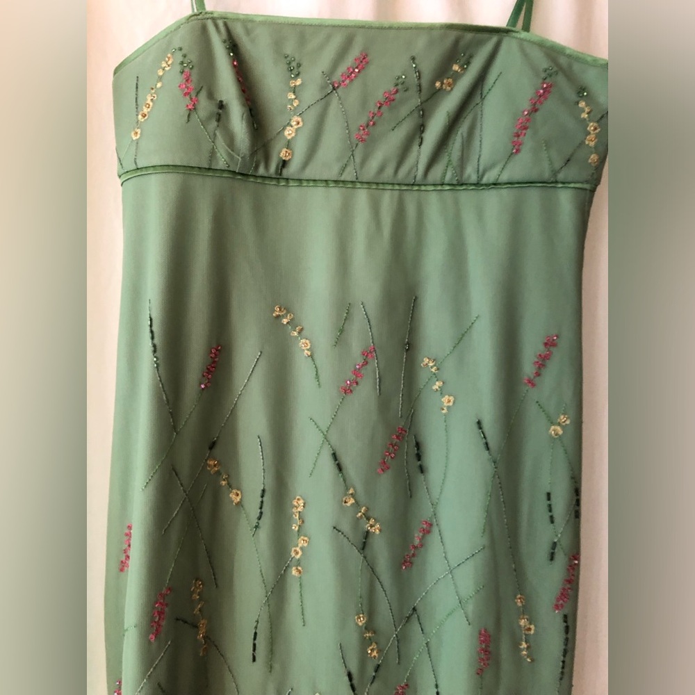 BCBG Max Azria Green sheer beaded Dress size M